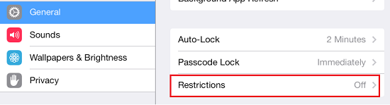 restrictions ios